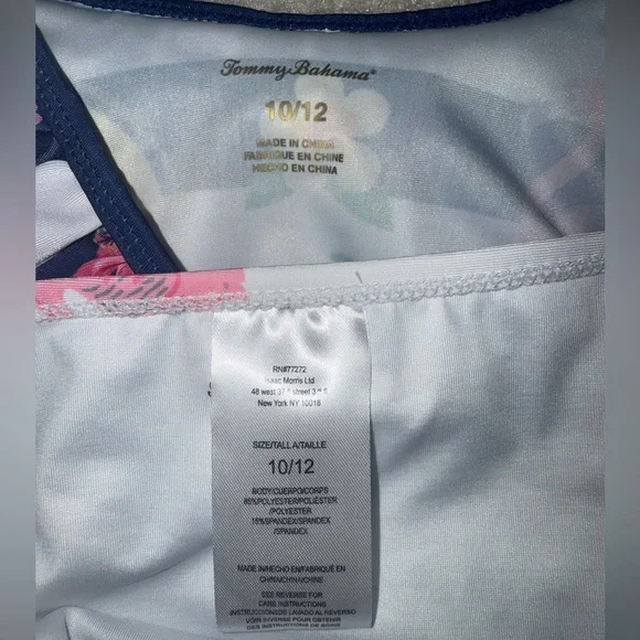 NWT Tommy Bahama Blue and White Ruffled Bikini Swimsuit Girls 10 12